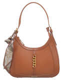 BESSIE LONDON Tan Pebbled Shoulder Bag