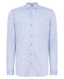 REMUS UOMO Blue Linen Mix Long Sleeve Shirt