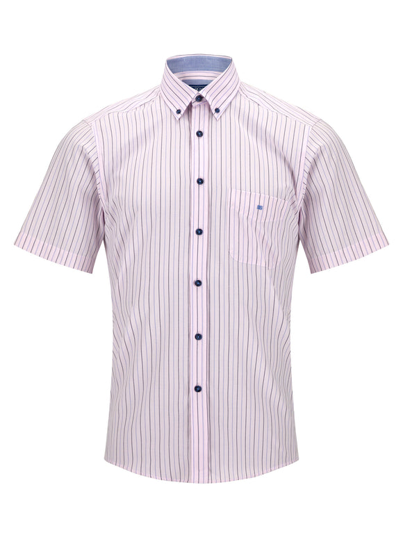 DRIFTER Pink Stripe Short Sleeve Shirt
