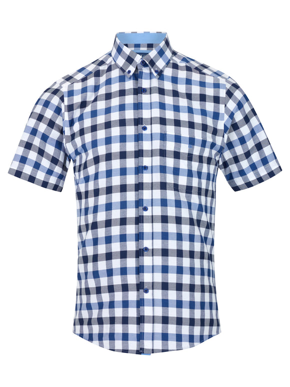 DRIFTER Blue Big Check Short Sleeve Shirt