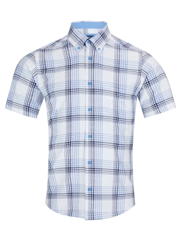DRIFTER Blue & White Check Short Sleeve Shirt
