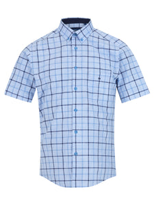 DRIFTER Blue Check Short Sleeve Shirt