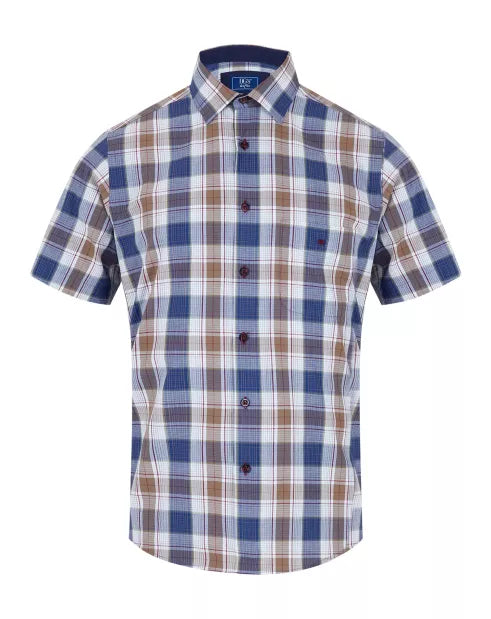 DRIFTER Dark Blue Check Short Sleeve Shirt