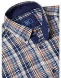 DRIFTER Dark Blue/Rust Check Long Sleeve Shirt