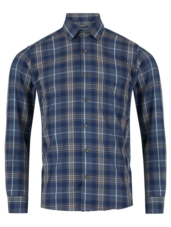 DRIFTER Dark Blue Check Long Sleeve Shirt