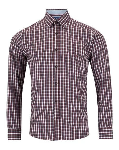 DRIFTER Burgundy Check Long Sleeve Shirt
