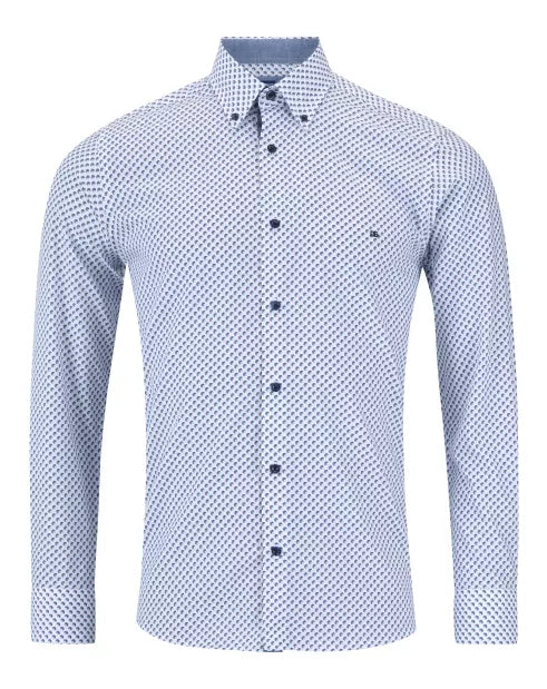 DRIFTER Blue Geometric Print Long Sleeve Shirt