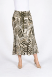 CLAUDIA C Olive Leaf Print Skirt
