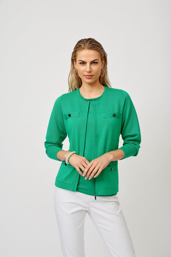 MICHA Vibrant Green Zip Front Cardigan