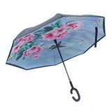 Garden Flowers & Butterfly Upside Down Umbrella