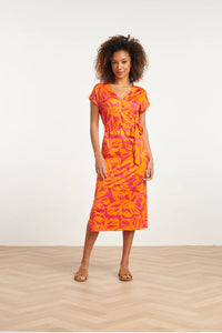 SMASHED LEMON Orange & Fuchsia Print Dress