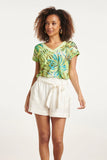 SMASHED LEMON Green Leaf Print Top