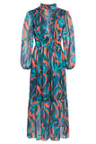 SMASHED LEMON Teal & Orange Print Maxi Dress