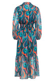 SMASHED LEMON Teal & Orange Print Maxi Dress