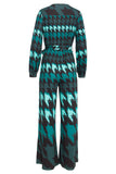 SMASHED LEMON Teal Houndstooth Jumpsuit