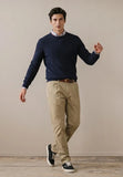 Fynch Hatton Ribbed Cotton Crewneck Knit Navy