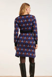 SMASHED LEMON Blue Leaf Print Knitted Dress