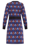 SMASHED LEMON Blue Leaf Print Knitted Dress