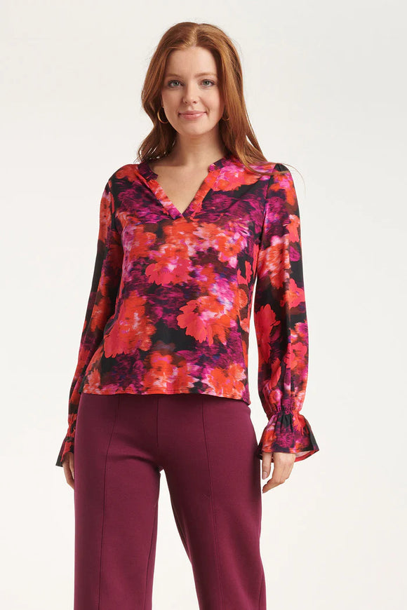 SMASHED LEMON Red & Purple Floral Print Top