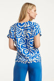 SMASHED LEMON Blue & White Abstract Print Top