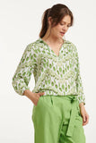 SMASHED LEMON Green Snake Print V-Neck Blouse