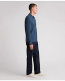 Remus Uomo Blue Long Sleeve Polo Half Button Polo Shirt