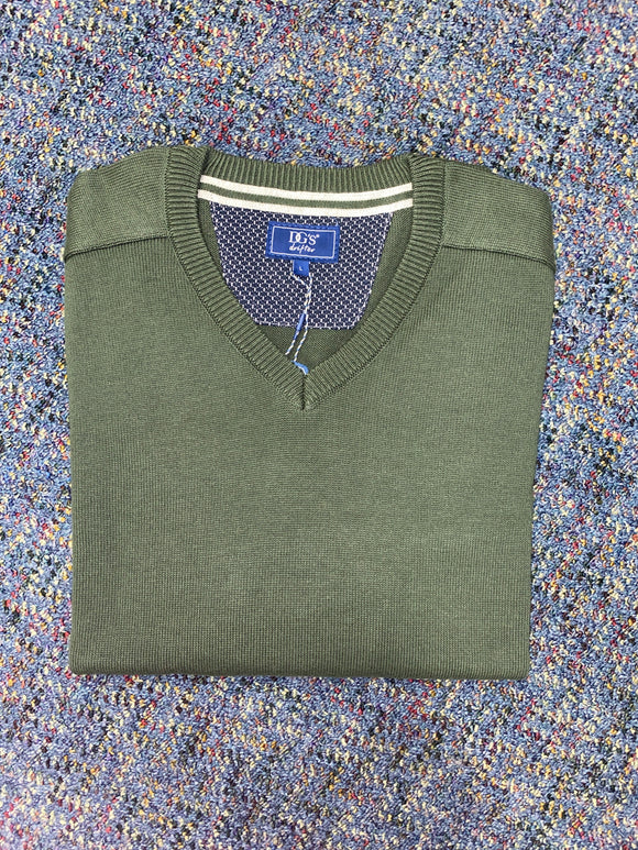 DG's Drifter Green Long Sleeve V-Neck Sweater