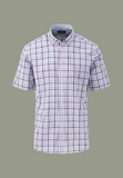 FYNCH HATTON Lavender Check Short Sleeve Shirt