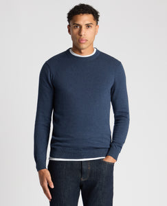 REMUS UOMO Blue Long Sleeve Crew Neck Sweater