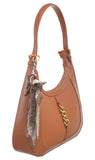 BESSIE LONDON Tan Pebbled Shoulder Bag