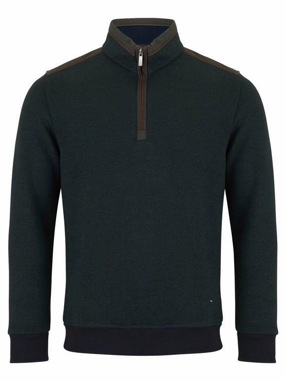 DRIFTER Dark Green Casual 1/4 Zip Sweater