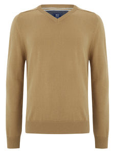 DRIFTER Light Brown Long Sleeve V-Neck Sweater