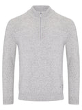 DRIFTER Light Grey Fleck Quarter Zip Wool Sweater