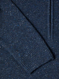 DRIFTER Dark Blue Fleck Quarter Zip Wool Sweater