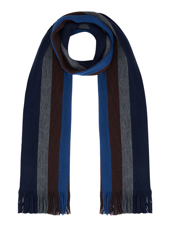 DANIEL GRAHAME Blue/Brown/Grey Stripe Scarf 58572/47