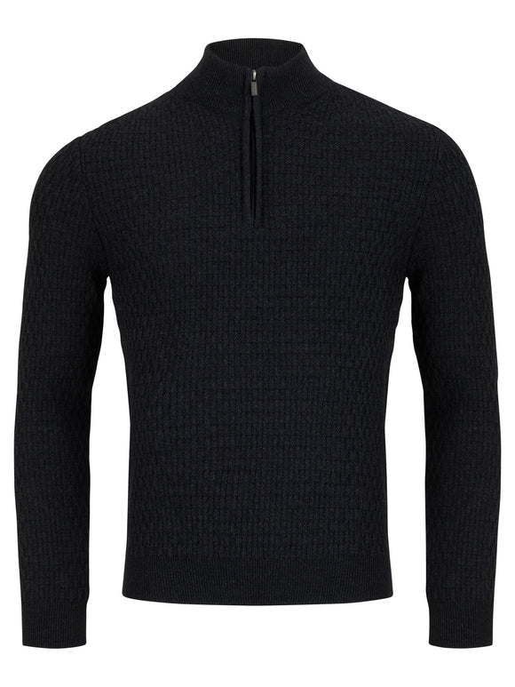 REMUS UOMO Charcoal 1/4 Zip Jumper 58685/09