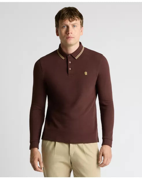 REMUS UOMO Brown Long Sleeve Polo Shirt 58861/48