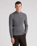 REMUS UOMO Grey Ribbed Quarter Zip Sweater