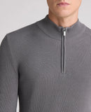 REMUS UOMO Grey Ribbed Quarter Zip Sweater