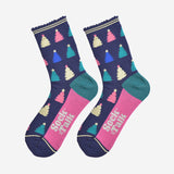 Christmas Tree Navy Multi Bamboo Socks
