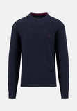 Fynch Hatton Ribbed Cotton Crewneck Knit Navy