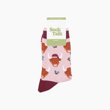 Christmas Pink/Burgundy Highland Cow Bamboo Socks
