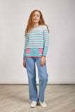 MUDFLOWER Blue Striped Jumper with Pockets