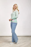 MUDFLOWER Mint Striped Jumper with Pockets