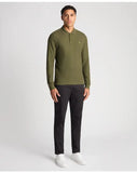 Remus Uomo Green Long Sleeve Polo Half Button Polo Shirt