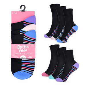 Girls Striped Sole Socks - 3pp