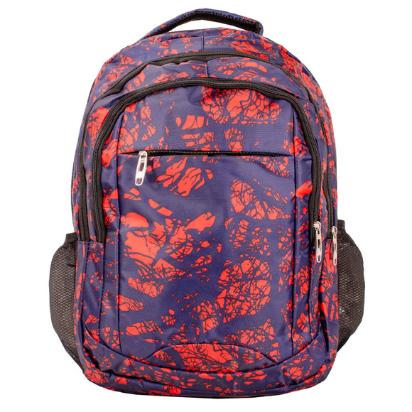 Navy & Red Patterned Backpack