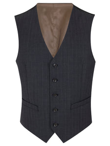 DANIEL GRAHAME Dark Grey Pinstripe Waistcoat