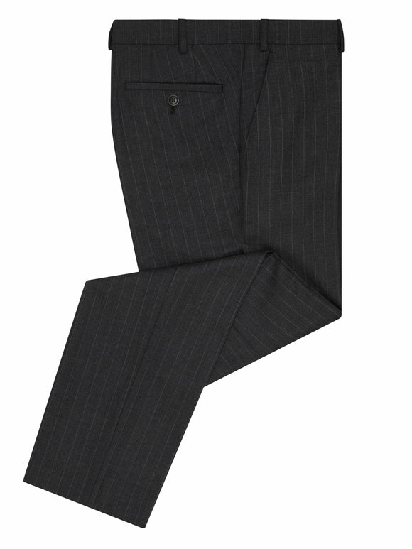 DANIEL GRAHAME Dark Grey Pinstripe Trousers