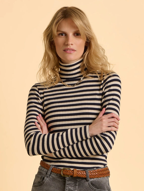 BRAKEBURN Sylvia Striped Roll Neck T-Shirt
